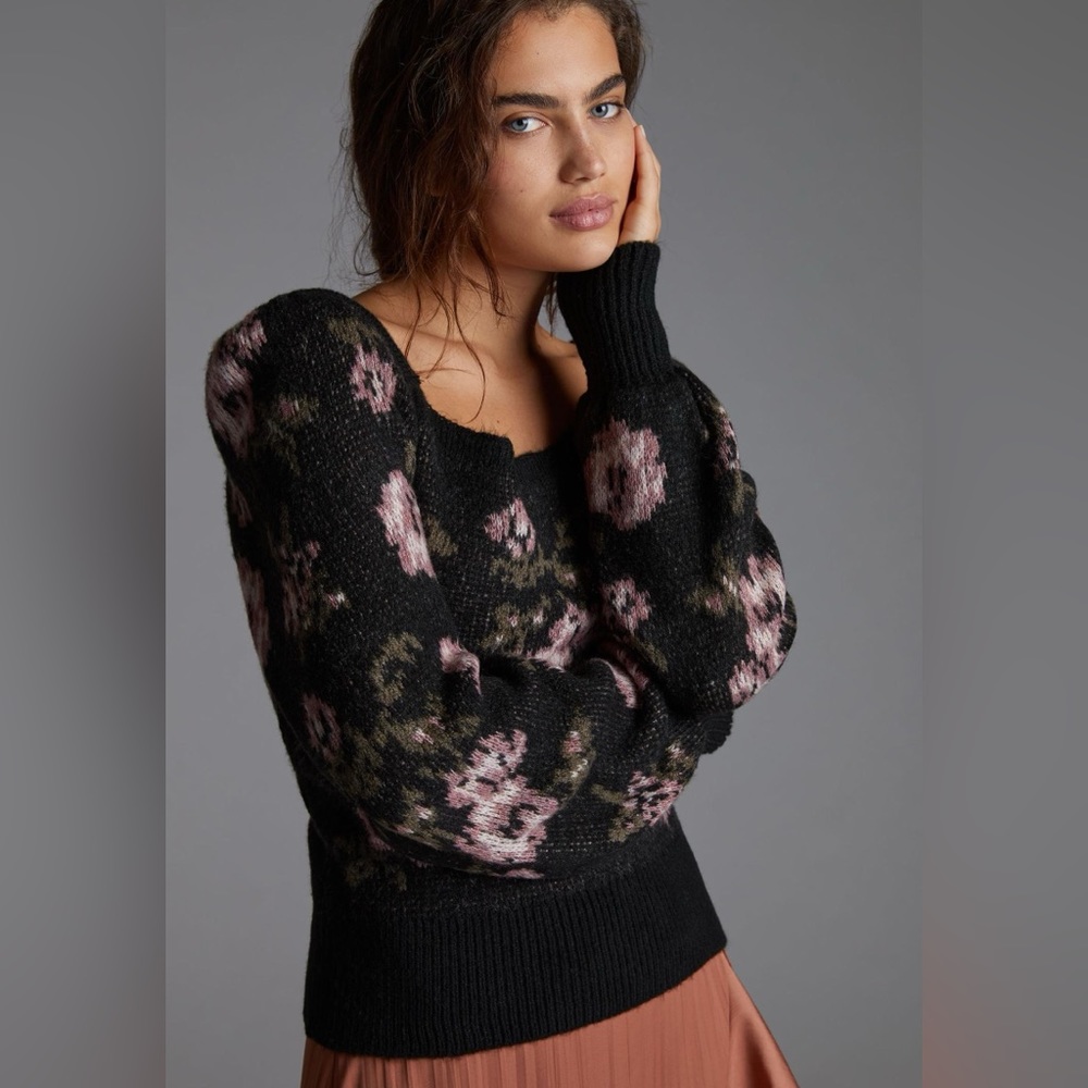 By Anthropologie Floral Sweater